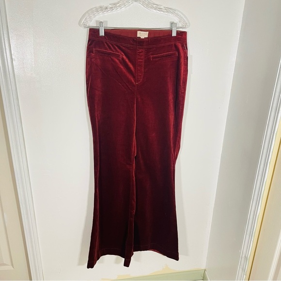 NEW Anthropologie Pilcro Pull-On Mid-Rise Retro Flare Velvet Jeans Chestnut - Picture 3 of 8
